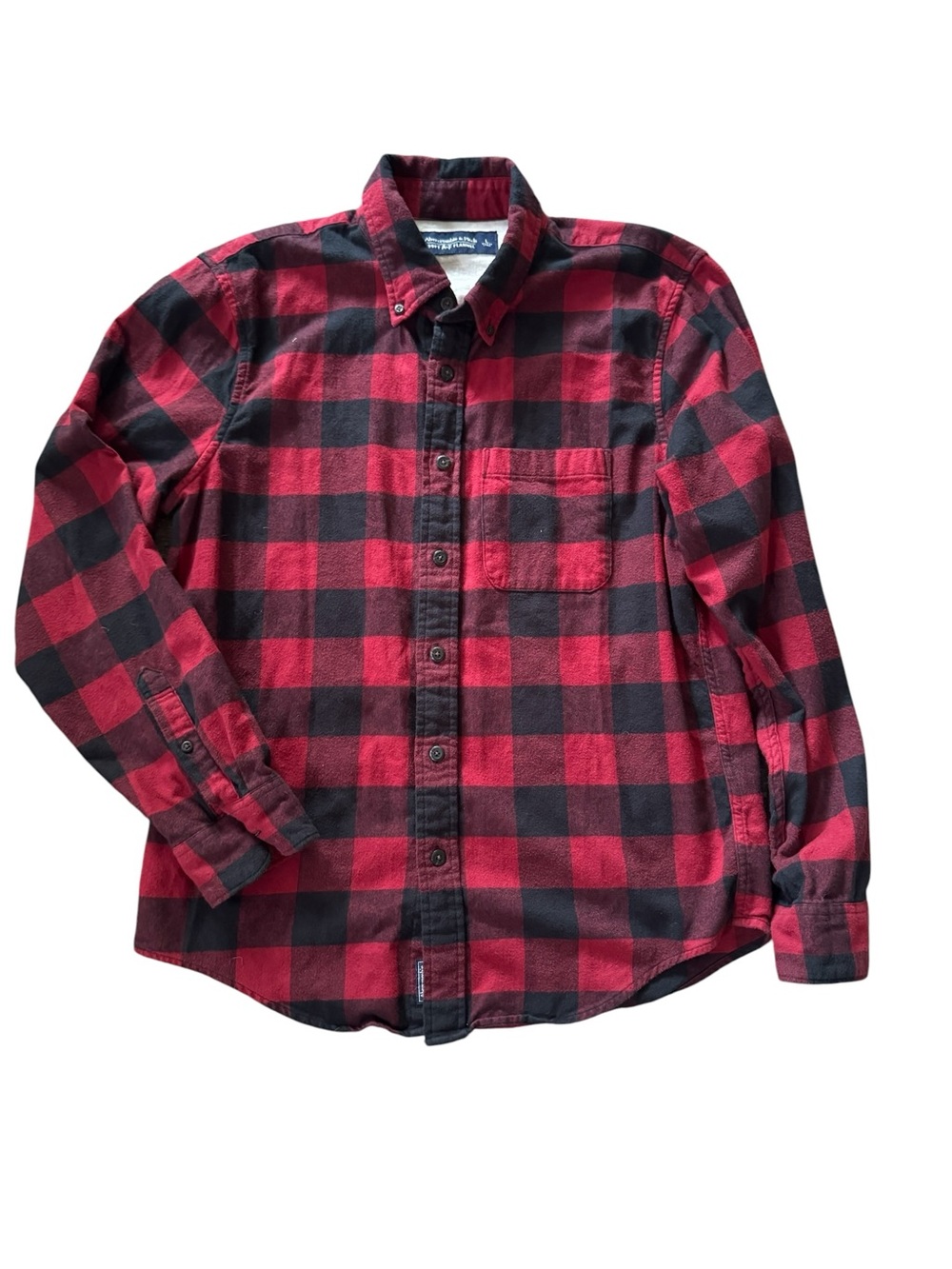 Abercrombie & Fitch Men’s Large Red Black Buffalo Plaid Flannel Shirt